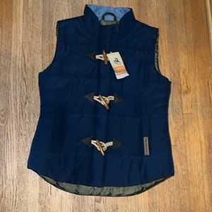 Legendary whitetail navy puffer vest; new with tags; women’s